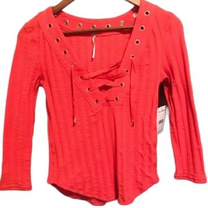 Free People Ice Cold Lace-Up Sweater Size …